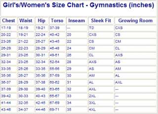 See chart below for sizing assistance