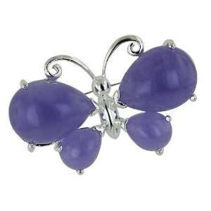  Sterling Silver Purple Jade Butterfly Pin Silver Empire 