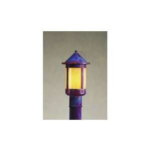   BZ Berkeley 1 Light Outdoor Post Lamp in Bronze with Amber Mica glass