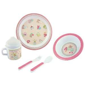 CR Gibson Baby and Toddler Plate, Bowl, Cup, Fork and Spoon Dining Set 