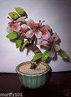 Vintage RARE WAX Miniture Cherry Tree, Bonsai Style in Jade Green 