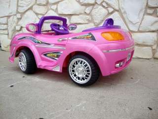 Girls Pink Radio R/C Power Kids Ride On Sports Car 6v  