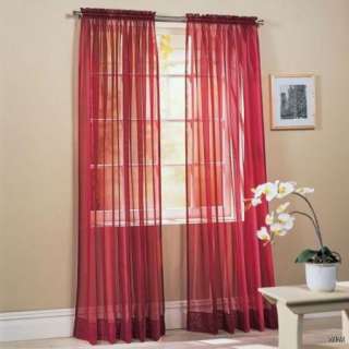 Piece Sheer Voile Window Curtain Panel   Solid BURGUNDY  NEW  