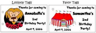 10 CIRCUS Carnival BIRTHDAY Party Lollipop suckers Tags  