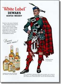1962 Tartan of Clan Wallace   Dewars Scotch Whisky Ad  