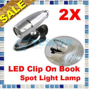 2x LED Clip On Adjustable Book Reading Spot Light Lamp  