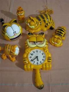   Collection of Garfield 2 Phones, Clock Radio, Wall Clock, Massager