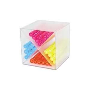  deflect o 350201 Desk Cube w/X Dividers, Clear Plastic, 6 