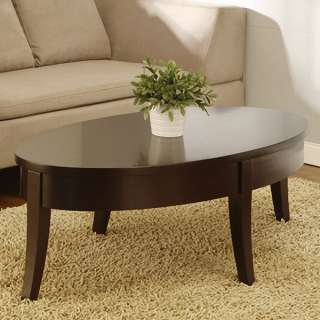 Dark Brown Finish English Style Oval Coffee Table  