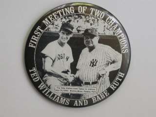 Ted Williams & Babe Ruth First Meeting Pin July 13 1943  