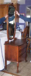 Carved Quartersawn Oak 3 Drawer Dresser with Mirror carved feet  