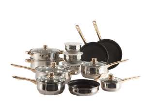 20   Piece Non Stick Gold Plated Stainless Steel Cookware Set  
