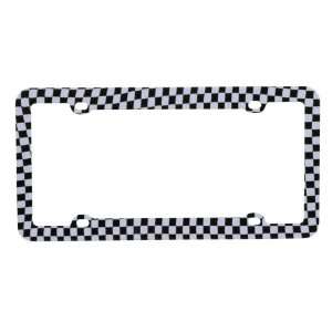  Car Automotive License Plate Frame Black and White Checker 