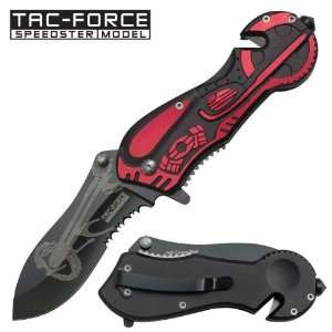 Chopper Motor Cycle Design Rescue Spring Assist Knife   Red