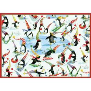  Caspari Holiday Boxed Note Cards, Tall Hat Penguins Design 