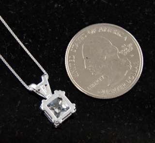   Square Shaped CZ Necklace .925 Solid Cubic Zirconia Jewelry  