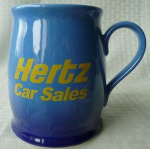 COFFEE MUG Cup Hertz Car Sales Rental Blue White Yellow  