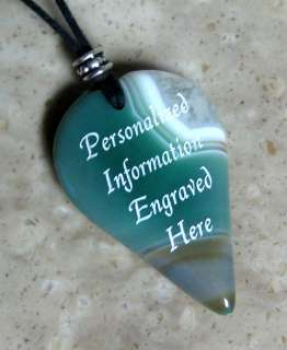 PERSONALIZED Green Agate Heart Pendant Necklace 45x30mm   Laser 