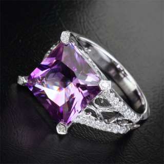 51ct princess cut Amethyst & Diamond Gold Ring 5.12g  