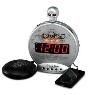 Sonic Boom Skull Alarm Clock w/ Bed Shaker for Deaf  