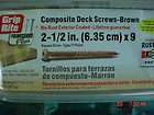 10 lbs Grip Rite Composite Deck Screws 2 1/2 x 9 Square Drive