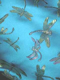 Bright T.Blue Dragonfly CHINESE BROCADE FABRIC by YARD  