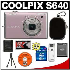  Nikon Coolpix S640 Digital Camera (Precious Pink) + 16GB 