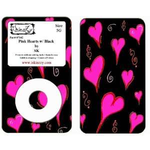    Pink Heart Black Ipod Classic 5G Skin Cover 