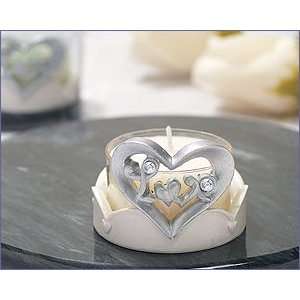   Heart Candle Holder Pearl White   Wedding Party Favors