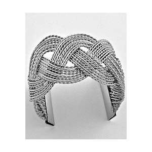  Silver Braided Cuff Bracelet 