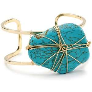  Yochi Turquoise Wire Wrapped Agate Cuff Bracelet Jewelry