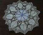 Vtg Irish Crochet Lace Center Doily Blue Ruffles  