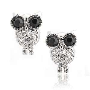  Cute Little Curious Eyes Silver Plated Owl Earrings 