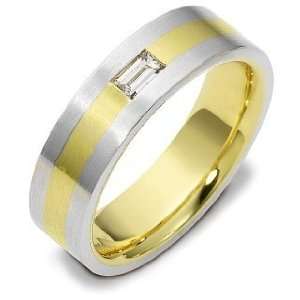   14 Karat Yellow Gold Straight Diamond Baguette Wedding Band Ring   4