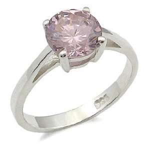  Elegant Sterling Silver Solitaire Pink CZ Ring Jewelry