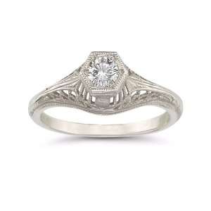  Vintage Art Deco White Topaz Ring in .925 Sterling Silver 