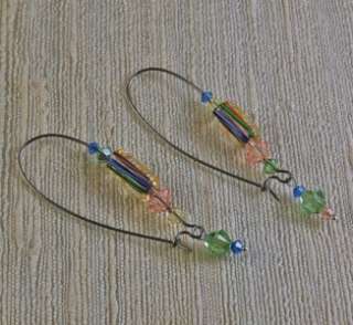   david christensen cane glass long hypoallergenic kidney wire earrings