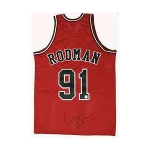 Dennis Rodman Signed Authentic Bulls Red Jersey