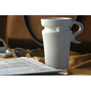  Scratch and Dent   Ceramic White Travel Coffee Mug 