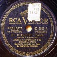 ANDRES CHAZARRETA RCA 60 2089 ARGENTINE FOLK 78 RPM  