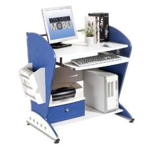 Techni Mobili Ergonomic Kids & Teens MDF Computer Desk, Blue and White 
