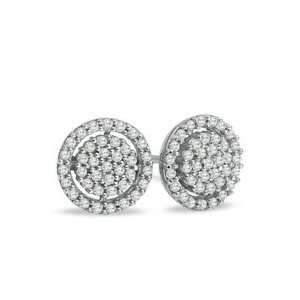  Diamond Double Circle Earrings in 10K White Gold 1/4 CT. T 
