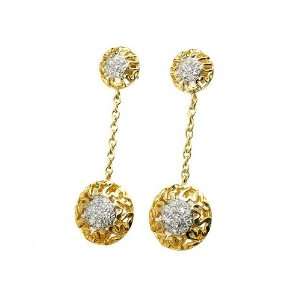  ZR 9ct Yellow Gold Diamond Drop Earrings Jewelry