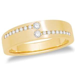  Mens 14k Yellow Gold Machine Set Diamond Band Ring (1/4 