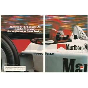  1994 Al Unser Jr Indy Race Car Marlboro 2 Page Print Ad 