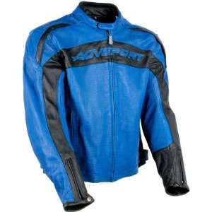   Mens Leather Sports Bike Motorcycle Jacket   Blue / Size 44