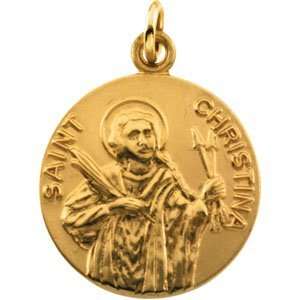  14k St. Christina Medal 18mm/14kt yellow gold Jewelry