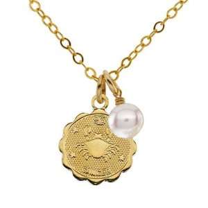 Christina 14K Gold Fill Pearl Necklace Customizable Zodiac Charm And 