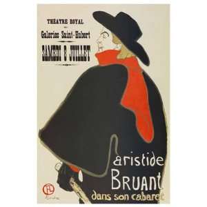  Aristide Bruant by Henri de Toulouse Lautrec. Size 36.00 X 
