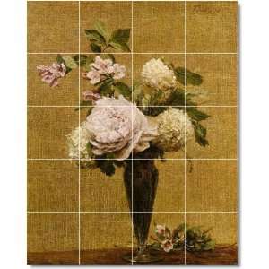 Henri Fantin Latour Flowers Shower Tile Mural 14  17x21.25 using (20 